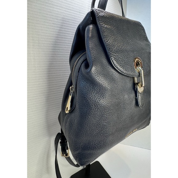 QUALITY! Michael Kors Raven Black Soft Pebbled Leather Backpack Purse Bag W/Gold main image 7